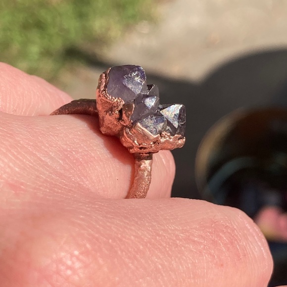 Amethyst Point Cluster Ring Electroformed sz 7 - Picture 9 of 15